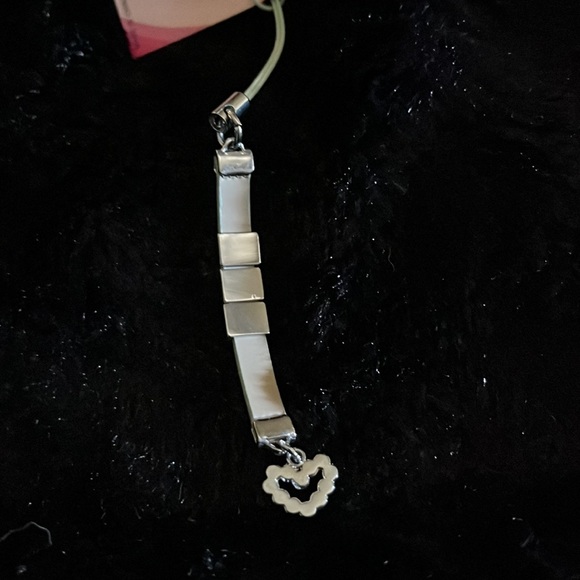 Silver I <3 U Cellphone Charm Heart w Blue Strap My Phone Bijou Lanyard Loop NWT - Picture 2 of 3